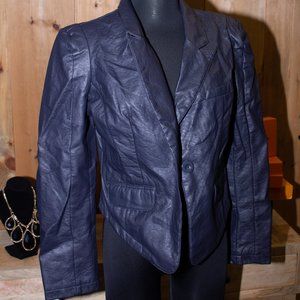 Blue Faux Leather Jacket